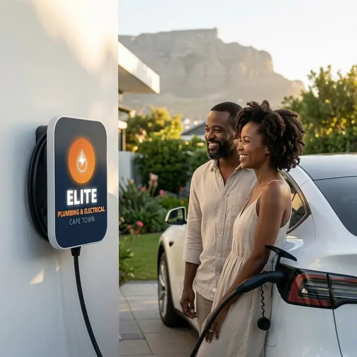Home EV charger installed on an outside wall in Cape Town
