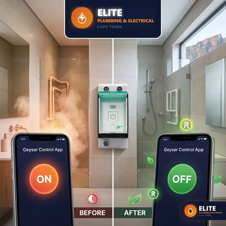Before and after: a geyser switched on and off from a phone app using an Astute smart controller
